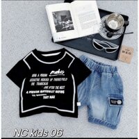 Set áo thun đen quần bò