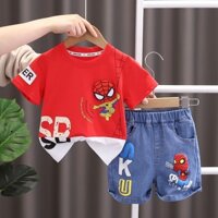 Set Áo Thun In Hình Spiderman Và Quần Short Thời Trang Cho Bé Trai