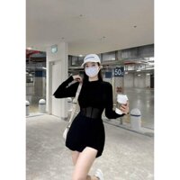 Set Áo Thun Phối Lưới quần giả váy