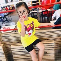 set áo thun + quần legging báo hồng