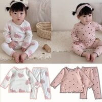 Set Áo Thun Tay Dài & Quần Dài Chấm Bi Cho Bé Gái Từ 0-2 Tuổi