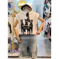 SET áo thun tay ngố + quần jean lững rách size đại