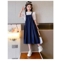 SET ÁO THUN TAY PHỒNG + YẾM JEAN DENIM