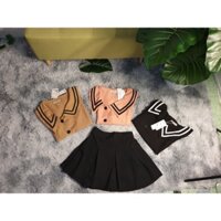 Set áo thủy thủ tay phồng chân váy xòe có lót trong