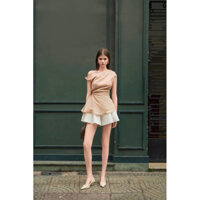 SET ÁO TƠ LỆCH VAI RÚT EO THẮT DÂY QUẦN TRẮNG🍑