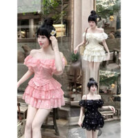SET ÁO TƠ TRỄ VAI HOA NHÍ XIU CƯNG PHỐI CHÂN VÁY TẦNG