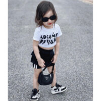 Set áo trắng ADIAMB kèm chân váy sọc đen cho bé gái