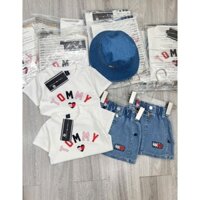 SET ÁO TRẮNG CHÂN VÁY JEAN TMY KID KÈM MŨ