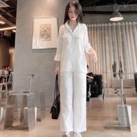 Set áo trắng quần suông