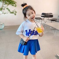 Set áo trắng quần xanh hoạ tiết gấu cho bé gái ( N01137)