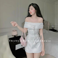 SET ÁO TRẮNG TRỄ VAI + CHÂN VÁY KÈM BELT