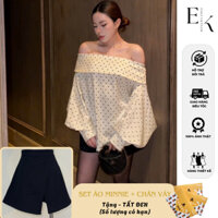 SET áo trễ vai chấm bi Minnie + Chân váy (TẶNG TẤT) phong cách tiểu thư sang trọng Top Women - ENKA VIETNAM