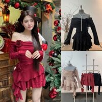 Set Áo Trễ Vai Đính Hoa Vạt Chéo Kèm Chân Váy Bigsize Quỳnh Anh Từ 50kg Đến 100kg S/M/L/XL/XXL