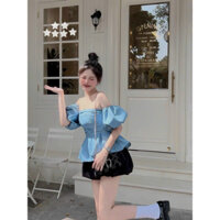 sét áo trễ vai phồng kèm quần bí tv