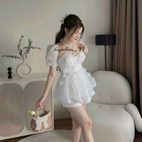 Set áo trễ vai tay dài ôm body kèm chân váy xoè mặc đi du lịch mùa hè hottrend