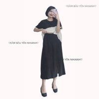 Sét Áo Và Chân Váy Dành Cho Bầu Chất Cotton Tổ Ong Mềm Mịn