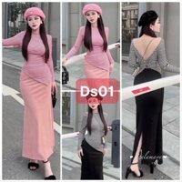 Set áo và chân váy nữ xẻ tà