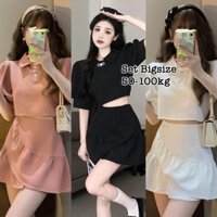 Set Áo và Chân Váy Thun Xốp Xinh Đẹp Thiết Kế Thời Trang Bigsize, Set Bộ Thun Xốp Nữ Đẹp Sang Chảnh, Feesize 50-95kg