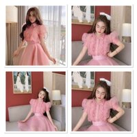 Set áo và chân váy vải tơ