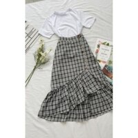 SET ÁO VÀ VÁY SỌC CARO