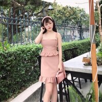 Set áo váy 2 dây kèm khăn tuban