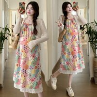 Set Áo Váy Bầu Hoa Xinh Tươi A3017