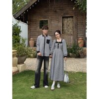 Set áo váy đôi caro, vải mịn đẹp phù hợp đi biển, du lịch, chụp hình cưới