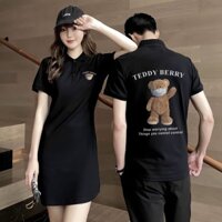 Set áo váy đôi cổ đức TEDDY MASK chất thun lacoste dày dặn