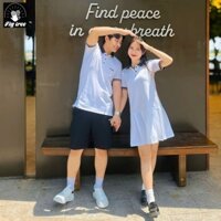 Set Áo Váy Đôi Fig Tree  Thun Polo Cá Sấu Cao Cấp Màu Trắng Hàng thiết kế trẻ trung, full size