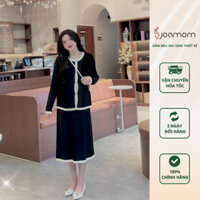 Set áo váy len bầu Joamom đen dáng suông co giãn tốt mềm mịn L209