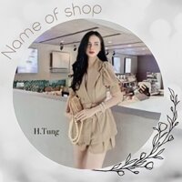 Set áo + váy màu be