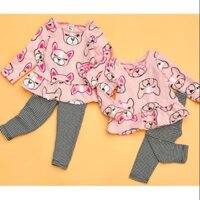 Sét áo váy peplum hình in toàn phần