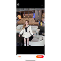 Set áo váy tiểu thư trắng đen