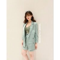 Set Áo Vest Blazer Nữ - Form Slimfit- Mix Short Ống Rộng
