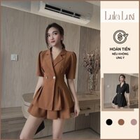 Set Áo Vest Bo Eo Cài Khuy Phối Quần Ống Rộng Giả Váy Set Đồ Công Sở Đồ Dạo Phố Sang Chảnh Hot Trend Lula Luxi 180 - Hàn