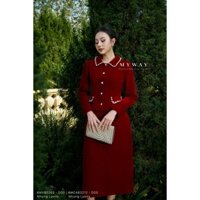 Sét Áo Vest Chân Váy Chữ A Nữ MY WAY Nhung Cổ Đức Viền Ngọc Sang Trọng 6MVB0263 - 6MCAB3212 - DO0
