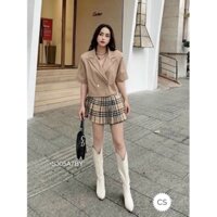 SÉT ÁO VEST CHÂN VÁY KẺ