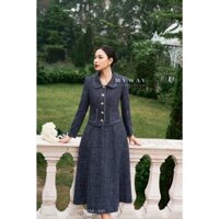 Sét Áo Vest Chân Váy Nữ MY WAY Dạ Tweed Cổ Sen Hai Túi Sang Trọng 3MVB0955 - 3MCXB259 - XA0