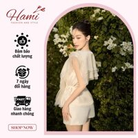 Set áo voan cổ bèo thắt dây phối chân váy sang trọng, quyến rũ Hami Fashion