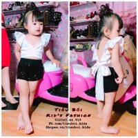 Set áo voan trắng quần kim sa