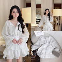 SET ÁO VOAN TRẮNG TAY PHỒNG + CHÂN VÁY XOÈ 🎶