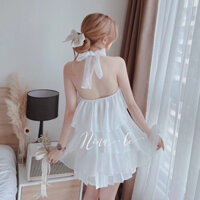 Set áo xếp tầng cổ bèo èm quần có nơ tay