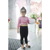 Set áo xoắn eo và quần leging bé gái