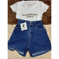 sét áo xốp quần jean ngắn