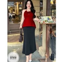 Set áo yếm big size từ 55kg-90kg, set áo yếm và chân váy, set bộ nữ đẹp (bigsize, to, lớn, béo, mập, size lớn, bự)