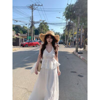 sét áo yếm+chân váy xoè maxi