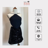 Set áo yếm dây kết hợp chân váy bling bling quyến rũ, thích hợp đi chơi, sống ảo