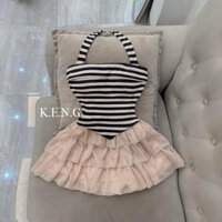 SET ÁO YẾM DÂY TĂM PHỐI CV VOAN TẦNG XINH XẮN