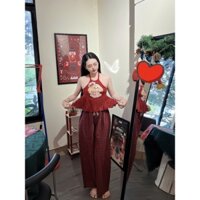 SET ÁO YẾM LÔNG XÒE PHỐI QUẦN CARO SUÔNG DÀI CỰC XINH YÊU CHO NỮ