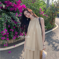 Set áo yêm nữ đũi gân kèm quần ống xuông phong cách vintage Hàn Quốc Adorable20ss SET50